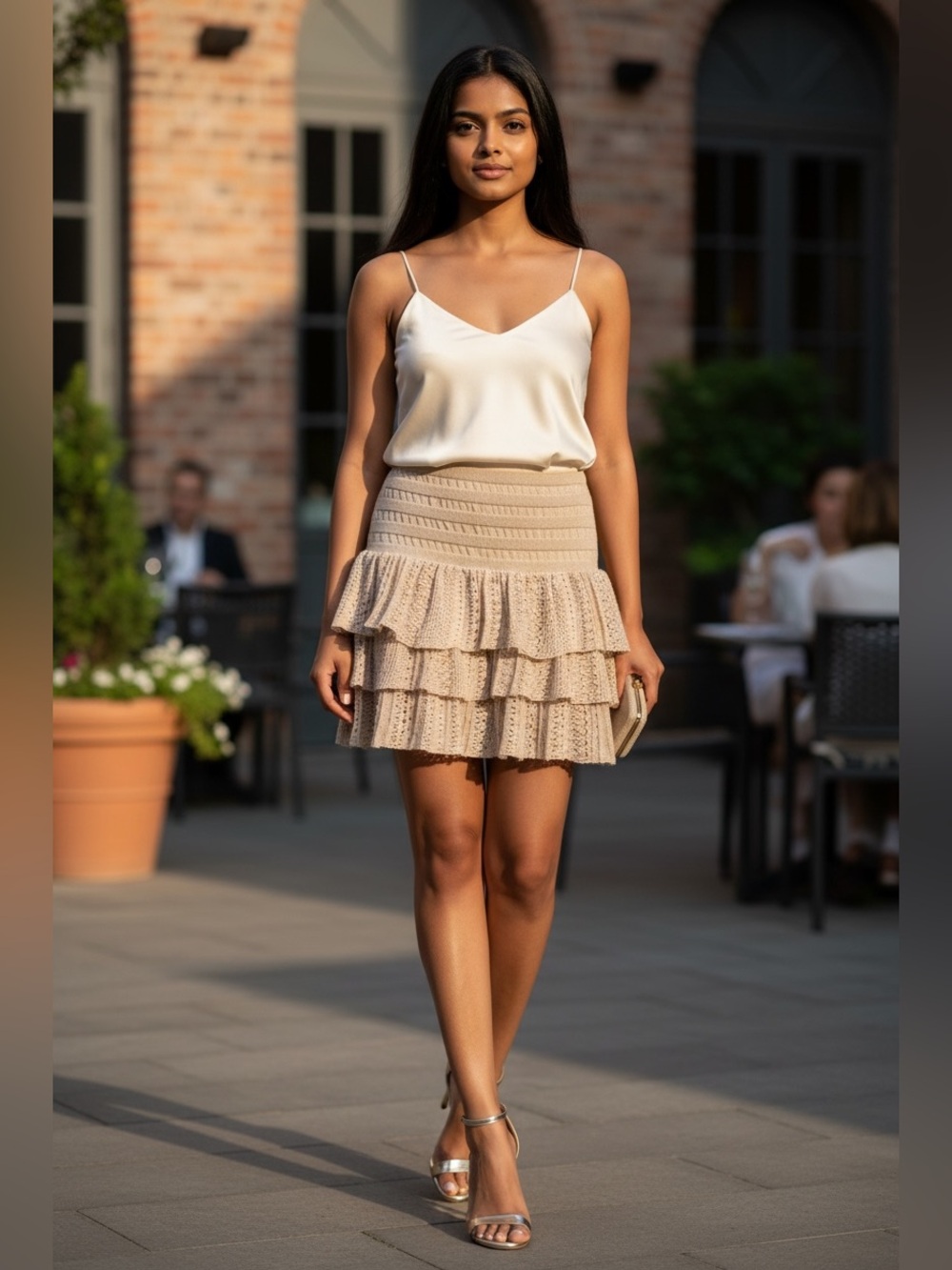 Maje sparkly knit ruffled miniskirt